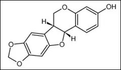 Hot product의	(-)-Maackiain 분자구조식