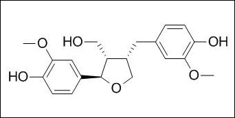 Hot product의 	(-)-Lariciresinol 분자구조식