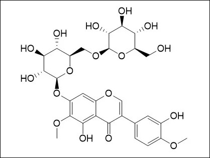 Natural products의 Iristectorin A-6''-O-glucoside 분자구조식