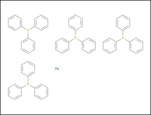 Palladium, tetrakis(triphenylphosphine)-, (T-4)-의 분자 구조식