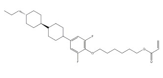 2-Propenoic acid 6-[2,6-difluoro-4-[(trans,trans)-4'-propyl[1,1'-bicyclohexyl]-4-yl]phenoxy]hexyl ester의 분자구조식