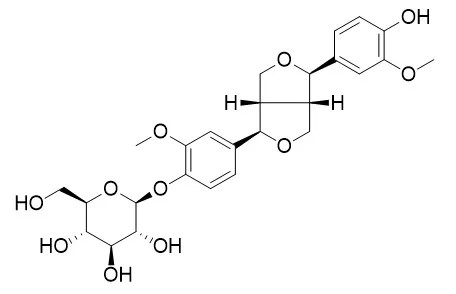 (-)-Pinoresinol 4-O-glucoside의 분자구조식