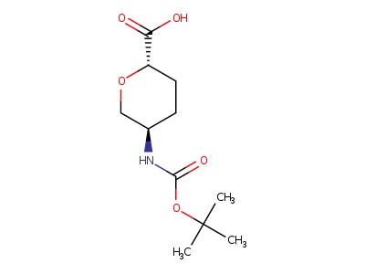 (2S,5R)-5-BOC-AMINO-TETRAHYDROPYRAN-2-CARBOXYLIC ACID의 분자구조식