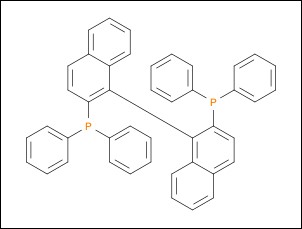  2,2’-Bis(diphenylphosphino)-1,1’-binaphthalene의 분자 구조식