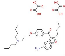 	(5-Amino-2-butyl-3-benzofuranyl)[4-[3-(dibutylamino)propoxy]phenyl]-methanone dioxalate의 분자구조식