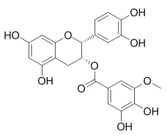 (-)-Epicatechin-3-(3''-O-methyl) gallate의 분자 구조식