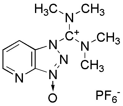 O-(7-Azabenzotriazol-1-yl)-N,N,N',N'-tetramethyluronium hexafluorophosphate의 분자구조식