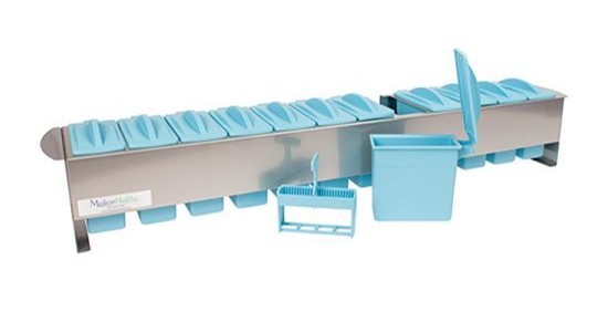 Slide Staining Set, (12) Autoclavable Dishes with Hinged Lids, Slide Dipper